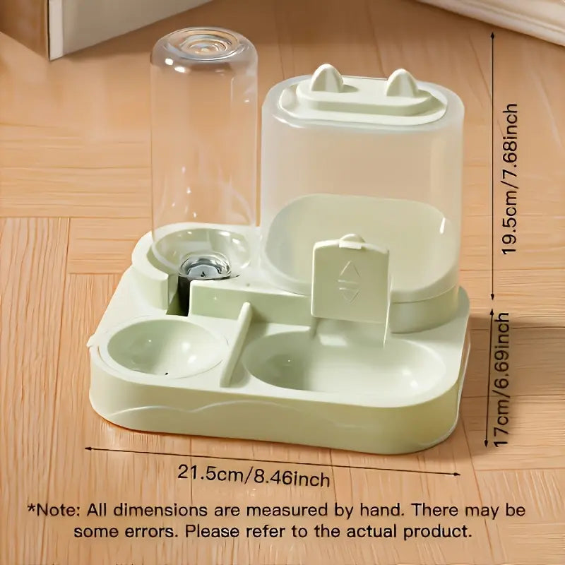 2-In-1 Automatic Cat Feeder and Water Dispenser, Gravity Pet Feeding Station, BPA Free, Dry Wet Separation, Auto Dog Water Bowl for Indoor Cats Dogs, Travel Friendly