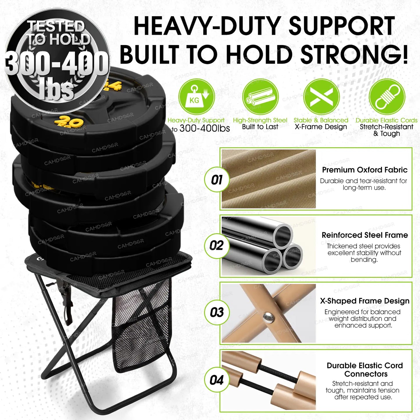 【Summervibes】Camdoor Camping Chairs, Folding Chair, 1.5 Lbs Ultra Light, Max Load Capacity 400Lbs, Portable Outdoor Folding Chair with Pocket, for Queuing, Fishing, Hiking Tours, Outdoor Activities Camping Accessories, Camping Supplies Tiktokshopsp