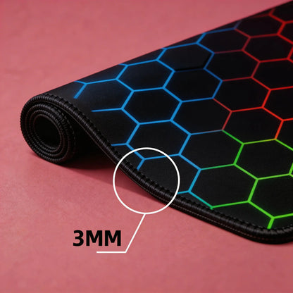 Mouse Pad - Cyber Hex Grid Extended Abstract Geometric Desk Mat, Stitched Edges & Non-Slip Base for Office & Gaming Tiktokshopspringglowup,Summervibes