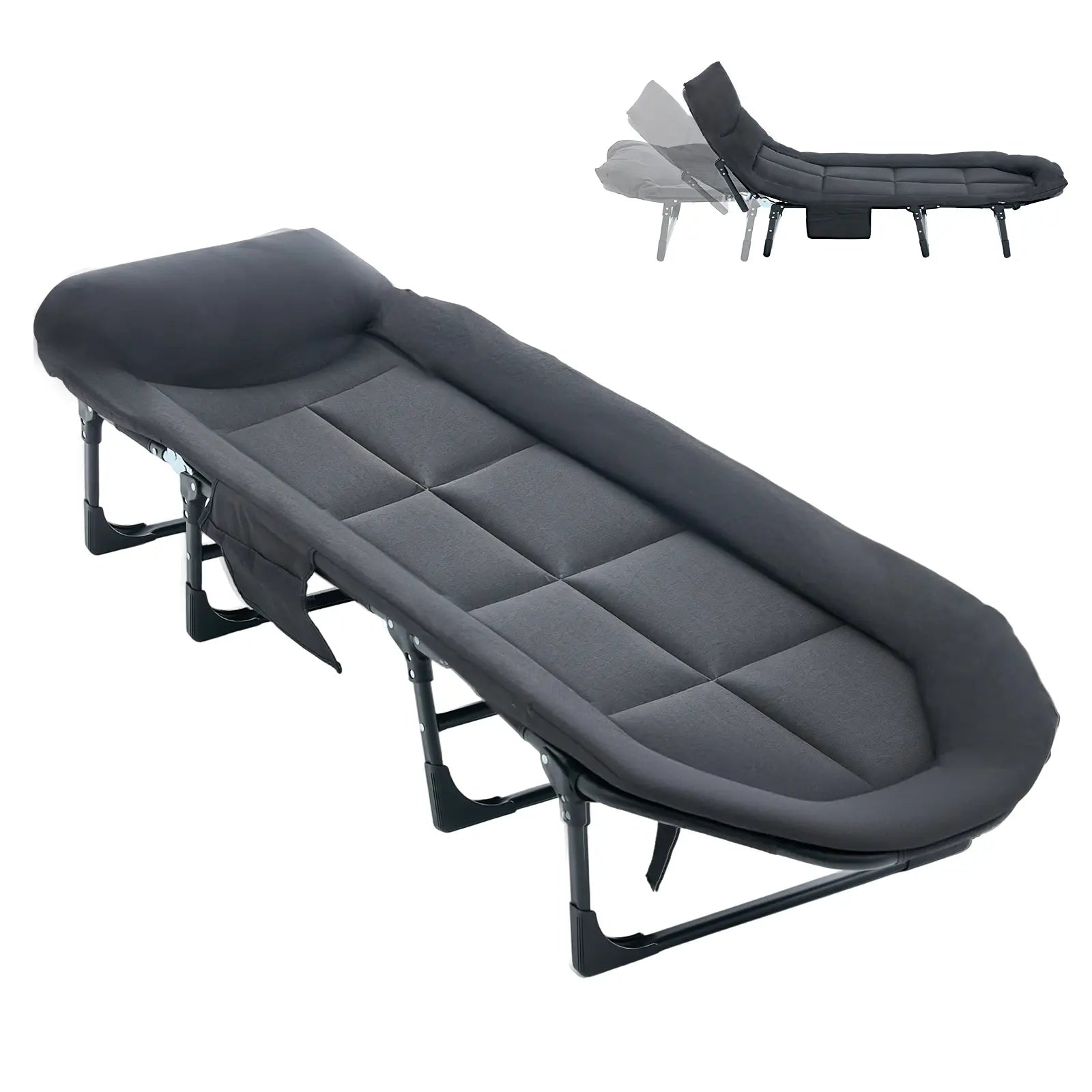 Camping Cot for Adults, 6 Angle Adjustable Folding Camping Bed with Mattress, Foldable Camping Bed for Camp, Office, Outdoor, Lightweight Camping Cot Supports 450 Lbs