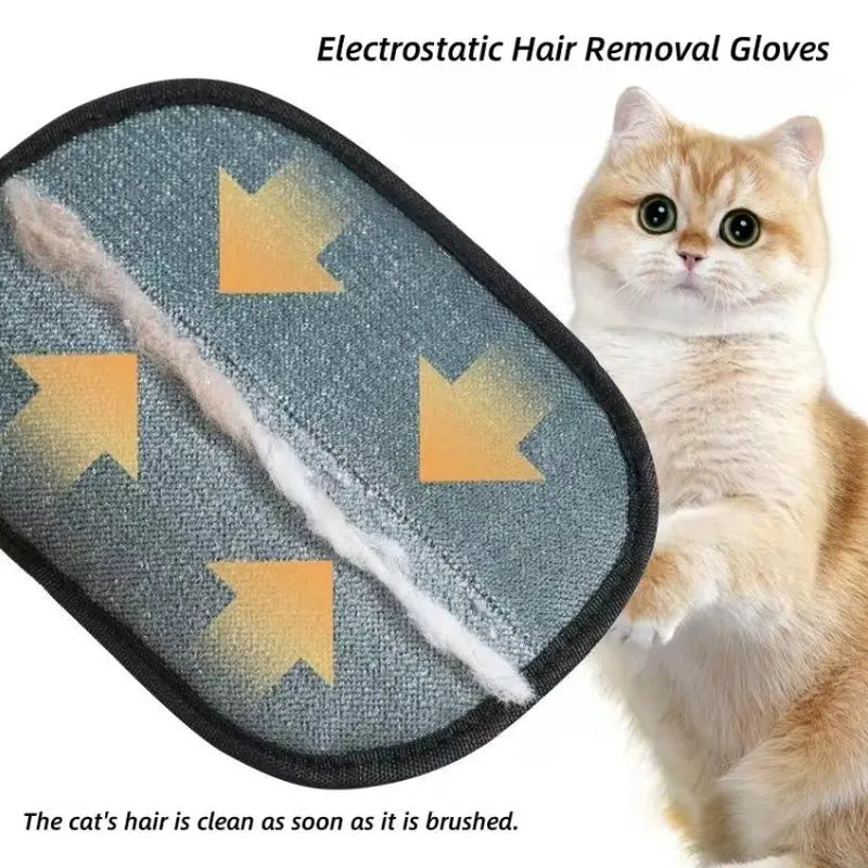 2Pcs Pet Hair Remover Electrostatic Gloves Two-Way Brush Sticky Hair Remover for Couches Carpets Car Seats Home Cleaning Portable Grooming Tool