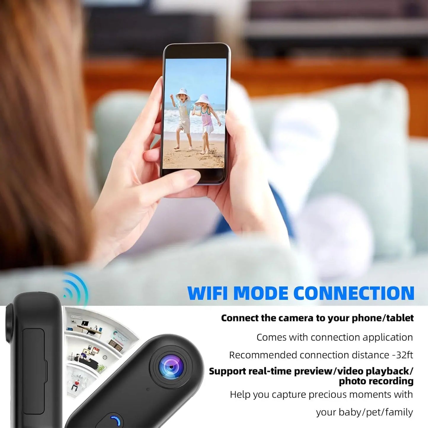 128G 4K Body Camera, Thumb Size Cam,Wearable Camera with 360°Rotatable Clip & Magnetic Clip,120 Minutes for Recording,Take for Lecture, Traveling,Pet Walking,Outdoors Activities
