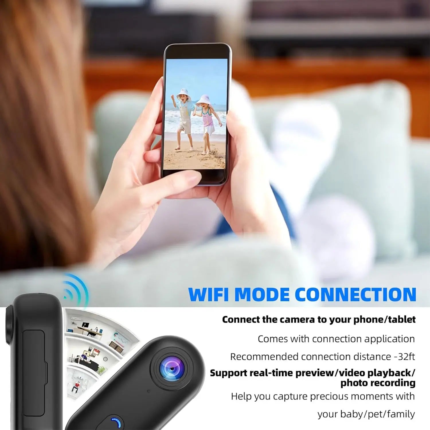 128G 4K Body Camera, Thumb Size Cam,Wearable Camera with 360°Rotatable Clip & Magnetic Clip,120 Minutes for Recording,Take for Lecture, Traveling,Pet Walking,Outdoors Activities