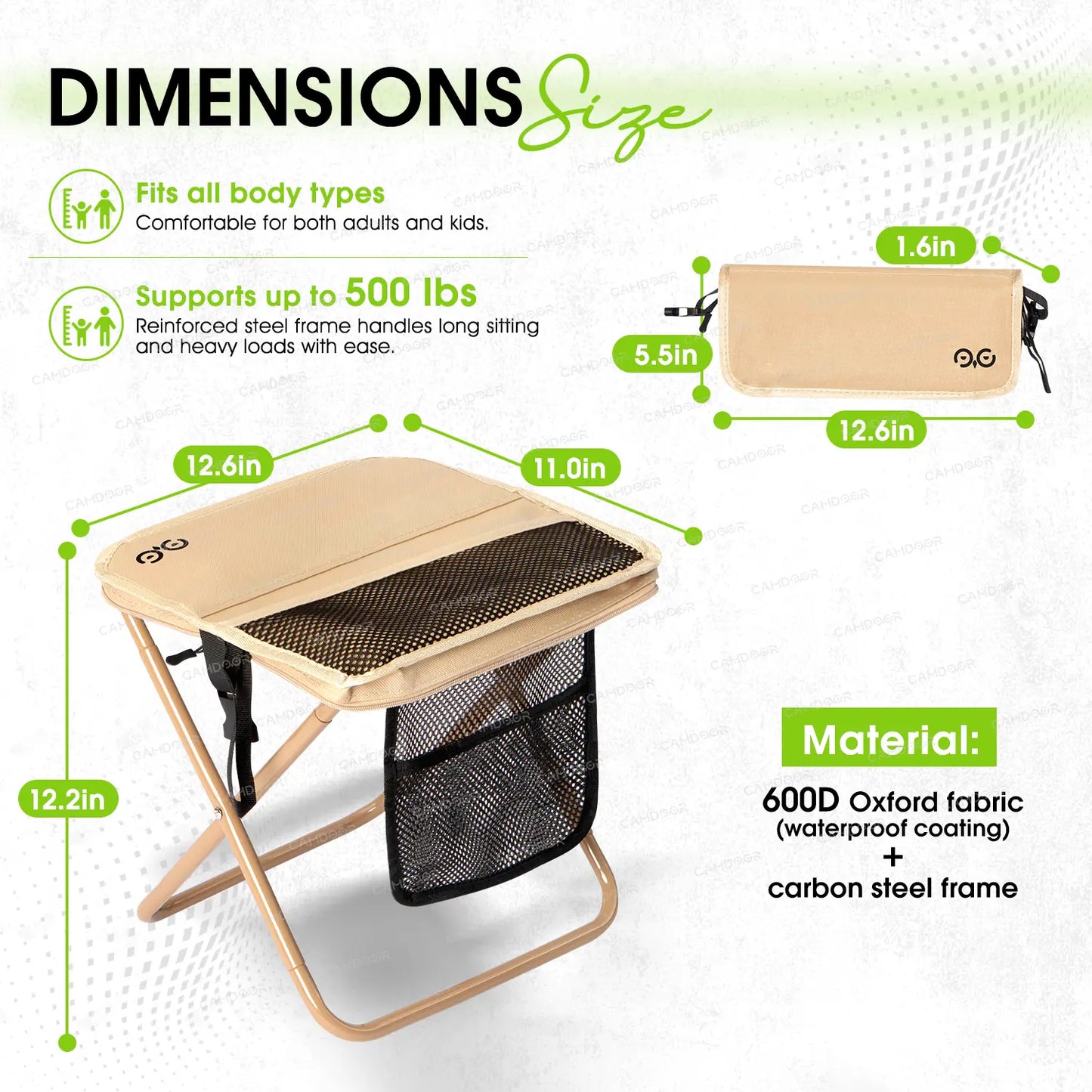 【Summervibes】Camdoor Camping Chairs, Folding Chair, 1.5 Lbs Ultra Light, Max Load Capacity 400Lbs, Portable Outdoor Folding Chair with Pocket, for Queuing, Fishing, Hiking Tours, Outdoor Activities Camping Accessories, Camping Supplies Tiktokshopsp