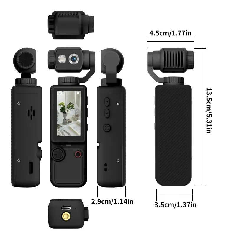 WIXUN-Q8 Handheld Sports Camera, Sports Action Camera, Outdoor Sports Camera, 180 ° Rotatable Lens, 5-Megapixel, 2000Mah Battery Capacity, 2.0-Inch Screen, Equipped with 32GB TF Card, Supports Photography/Recording