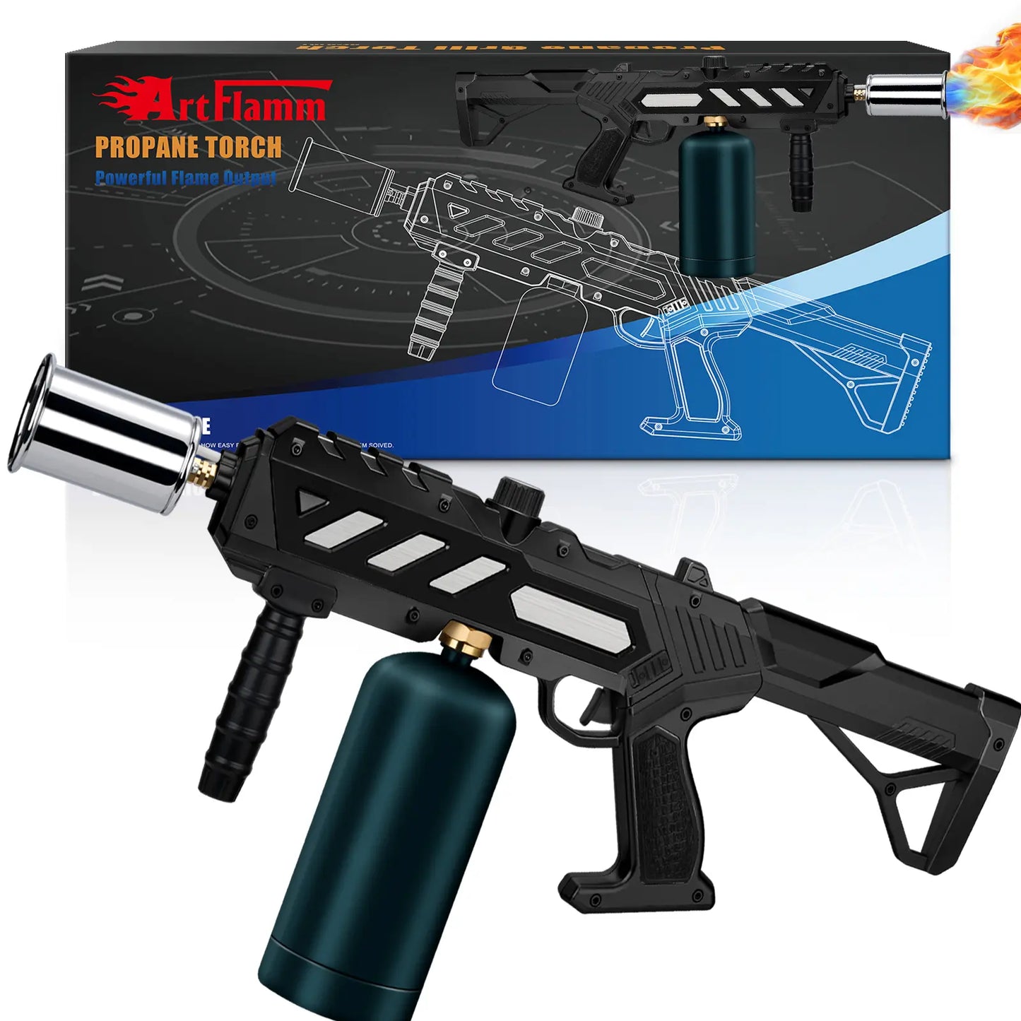 ARTFLAMM Powerful Propane Torch Gun, Multi-Use Torch with Adjustable Flame, Blow Torch for Campfire, Fire Pit Starter, Fun Gift (Propane Tank Not Included)