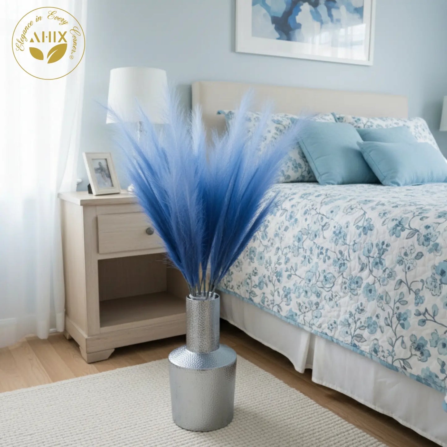 AHIX 8-Piece 38-In Tall Faux Silk Pampas Grass Stems, Durable No-Pruning Ornaments, Lifelike Artificial Plants for Boho-Chic Home Decor Vase Arrangements Centerpieces