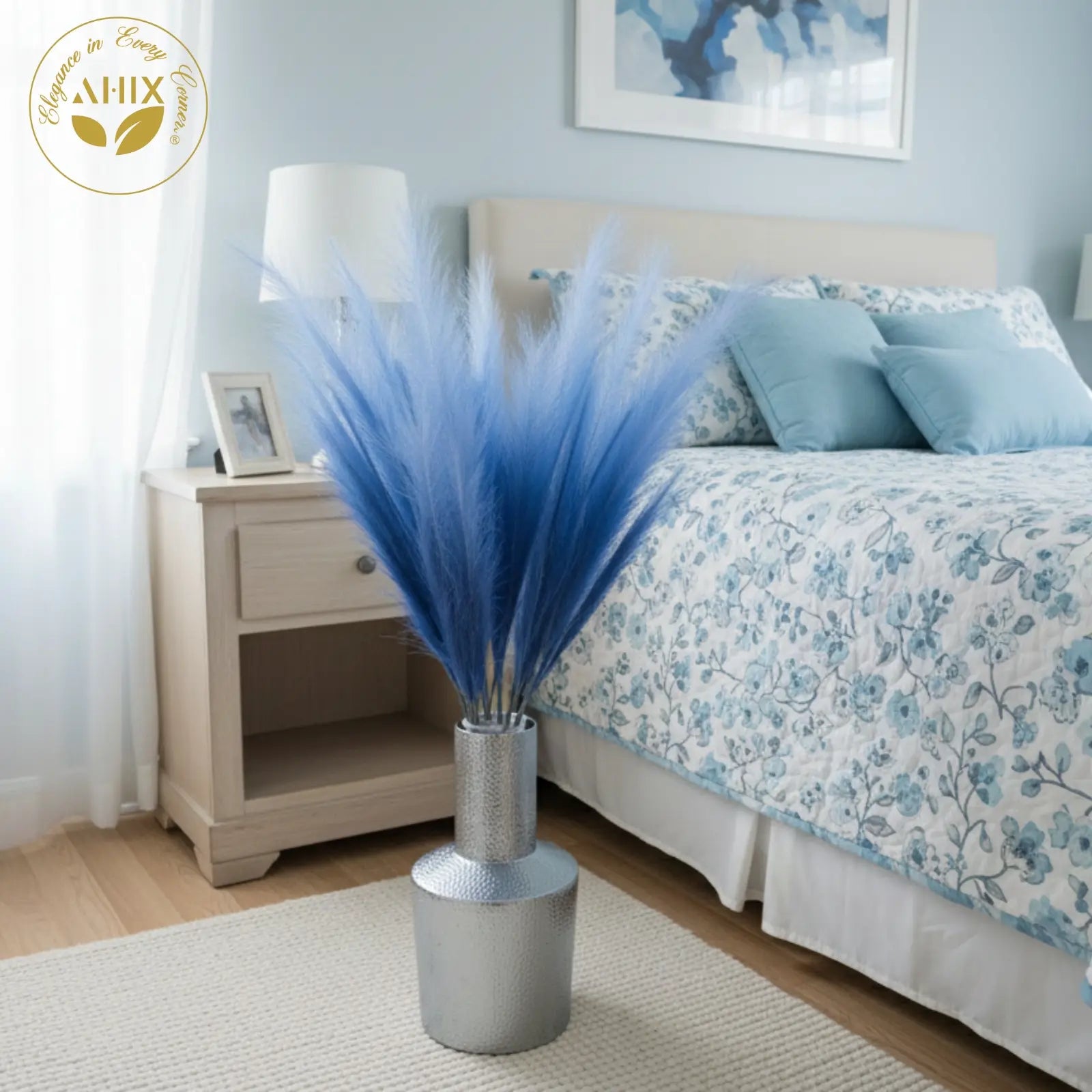 AHIX 8-Piece 38-In Tall Faux Silk Pampas Grass Stems, Durable No-Pruning Ornaments, Lifelike Artificial Plants for Boho-Chic Home Decor Vase Arrangements Centerpieces