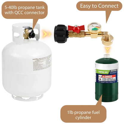 Propane Refill Adapter with Valve and Gauge, Gas Cylinder Filling Connector with Glow in the Dark Meter, Ball Valve Gas Tank Gas Connector, for Outdoor, Men Gifts, Tools & Hardware, Heavy Duty, Mini Gadgets