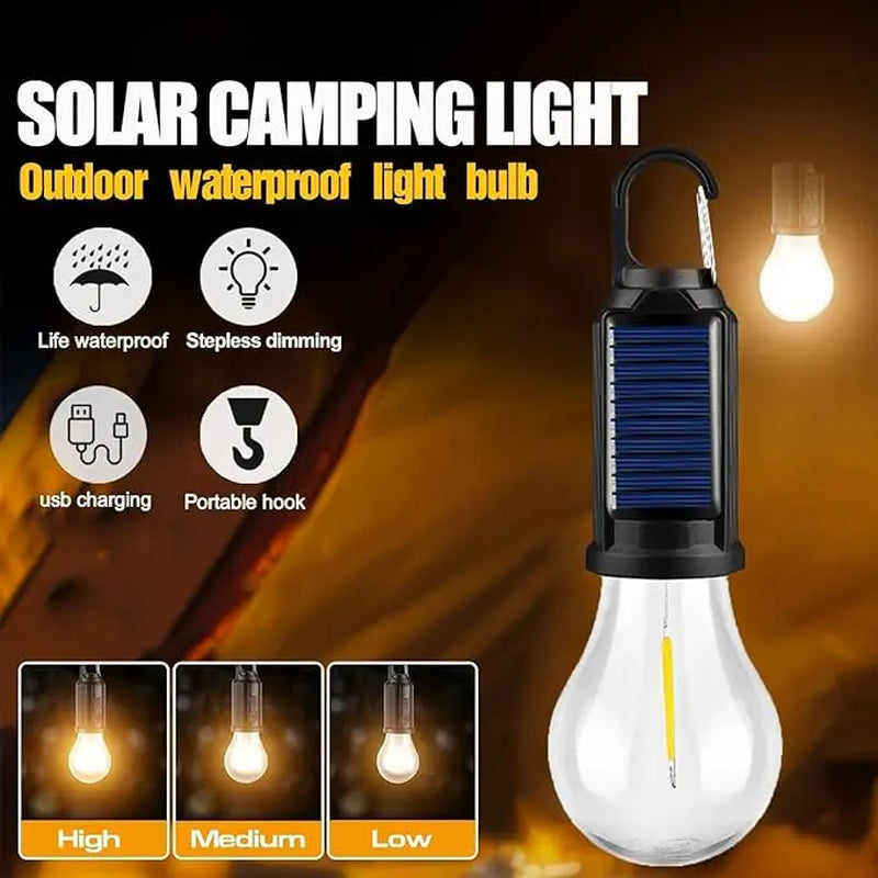 2/4 PCS Rechargeable Solar LED Light Bulbs, Waterproof Clip Hook Solar Outdoor Lights, Portable Camping Gear for Hiking, Emergency Use,Summervibes