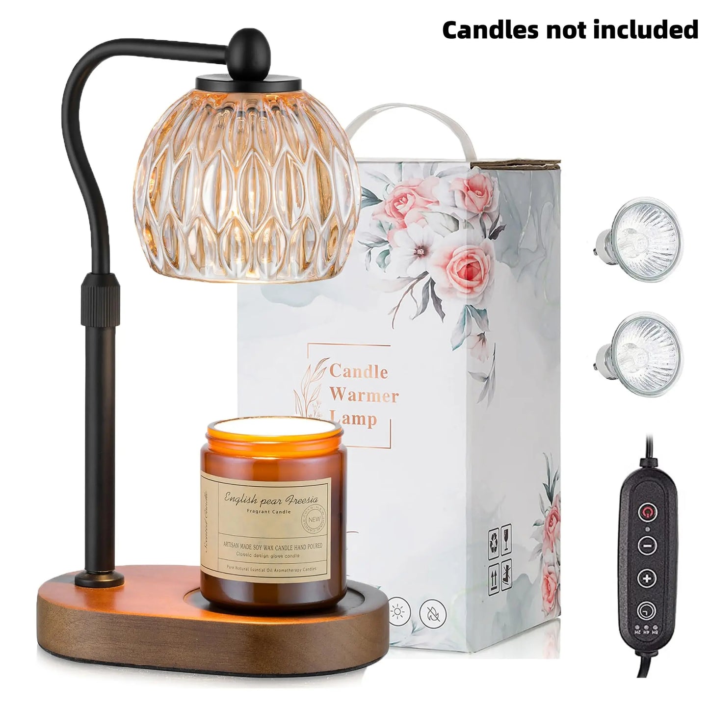 Candeldo Candle Warmer Lamp, Lily of the Valley Flower Lamp, Height Adjustable with Timer, 2 Bulbs Included, Flameless Fragrance Lamp for Home Bedroom Decor, Ideal Gift for Mom Birthday