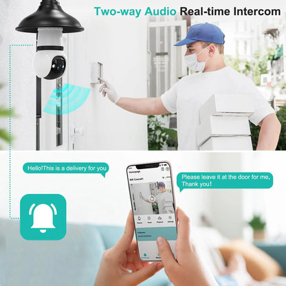 Hawkray Infrared Night Vision Wireless Indoor/Outdoor Security Camera with Night Vision, Motion Detection, 360° Remote Viewing, and Real-Time Alerts Light Bulb Cord Protection Protection