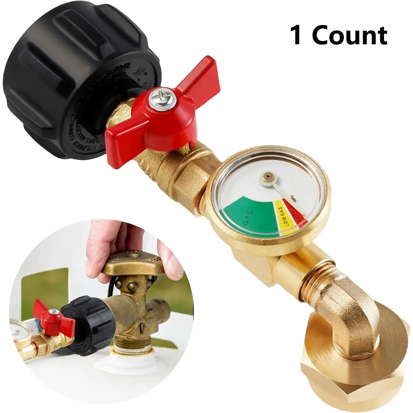Propane Refill Adapter with Valve and Gauge, Gas Cylinder Filling Connector with Glow in the Dark Meter, Ball Valve Gas Tank Gas Connector, for Outdoor, Men Gifts, Tools & Hardware, Heavy Duty, Mini Gadgets
