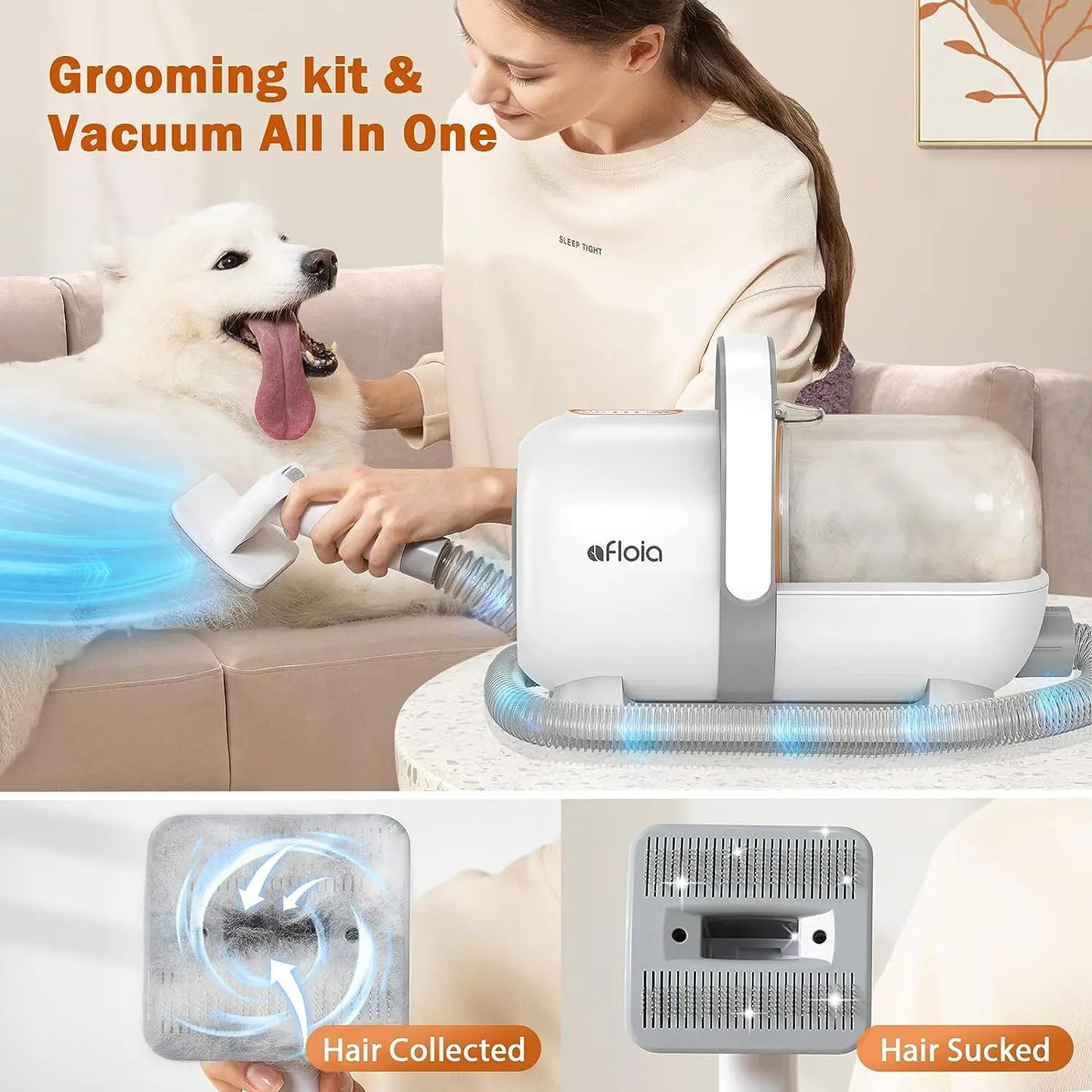 【Limitedtimeflashsale】Afloia Dog Grooming Kit, Pet Grooming Vacuum & Dog Clippers & Dog Brush for Shedding with Vacuum Grooming Tools, Petlovers Low Noise Dog Vacuum Hair Remover Pet Grooming Supplies Paw Trimmer Summervibes