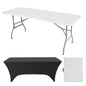 FWTI DEAL 6 Feet Foldable Table (6Ft Folding Table & Tablecloth Set: ZB-6FT), Built in Carrying Handle & Alloy Steel Legs, Heavy Duty Portable for Party, Dining, Wedding, Events, Picnic, Indoor, Outdoor, Camping, Utility - White