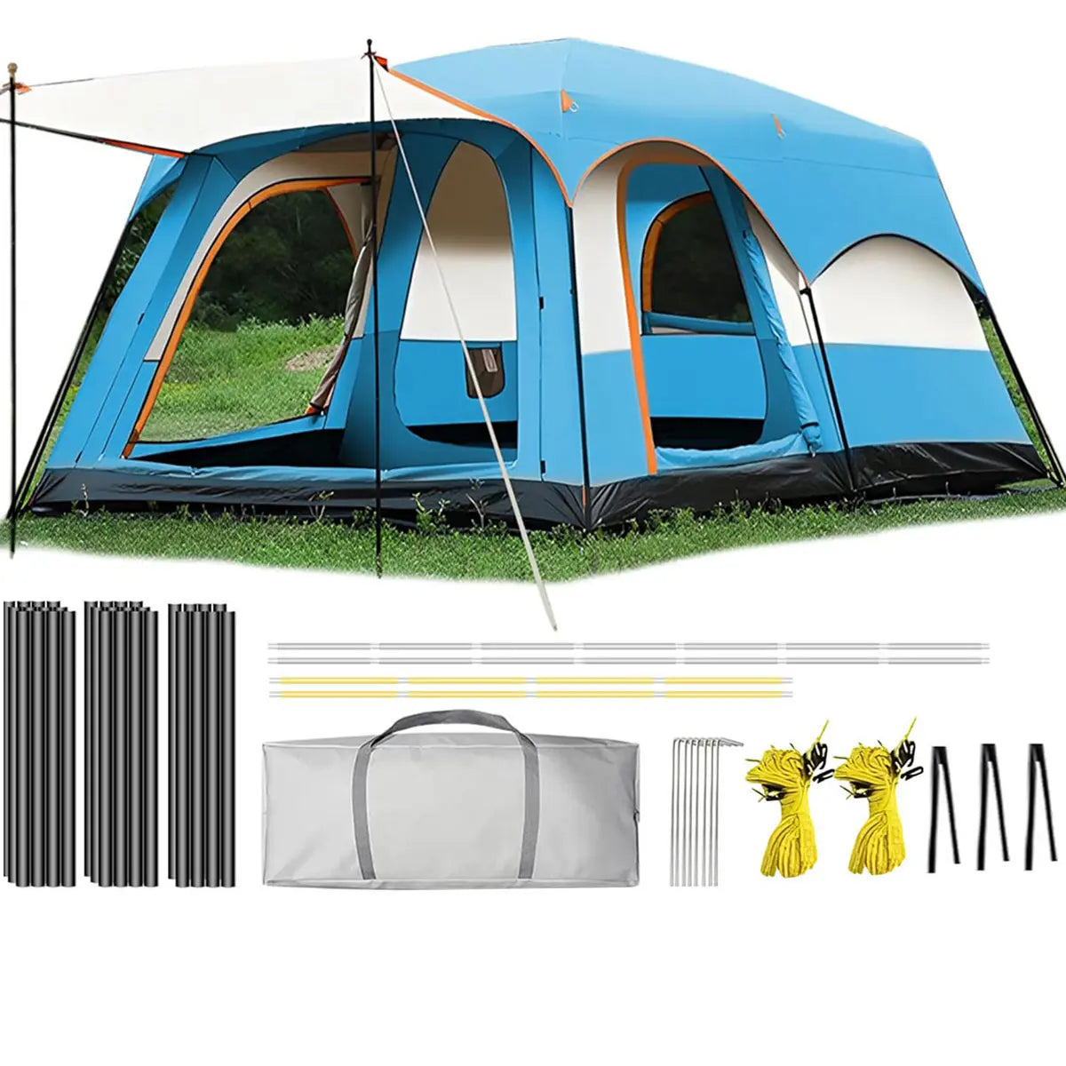 【Camping Essentials】2026 Extra Large 10-12 Person Family Tent Waterproof Instant Setup Oxford Polyester Lightweight Canopy with Mesh Windows & Double Doors - Camping Accessories for Outdoor Hiking Picnic Spacious Easy Pop up Glamping Gear Gifts