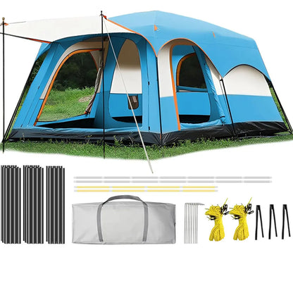 【Camping Essentials】2026 Extra Large 10-12 Person Family Tent Waterproof Instant Setup Oxford Polyester Lightweight Canopy with Mesh Windows & Double Doors - Camping Accessories for Outdoor Hiking Picnic Spacious Easy Pop up Glamping Gear Gifts