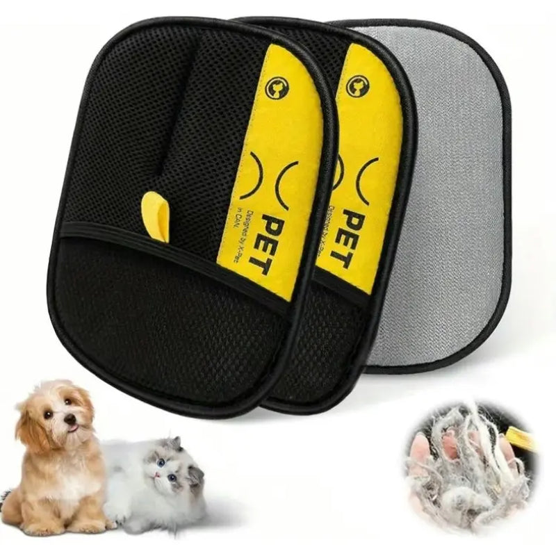 2Pcs Pet Hair Remover Electrostatic Gloves Two-Way Brush Sticky Hair Remover for Couches Carpets Car Seats Home Cleaning Portable Grooming Tool