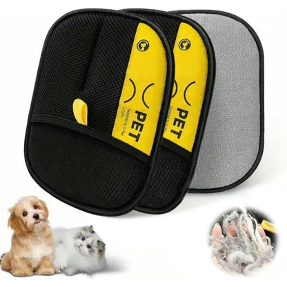 2Pcs Pet Hair Remover Electrostatic Gloves Two-Way Brush Sticky Hair Remover for Couches Carpets Car Seats Home Cleaning Portable Grooming Tool