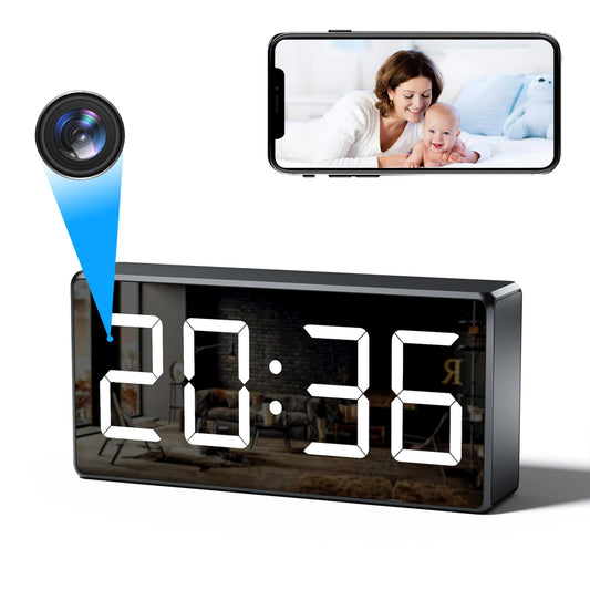 Camera Clock Wifi Camera Covert Nanny Video Recorder 4K Wireless Nanny Cam Indoor Home Office Security Night Vision Motion Detection