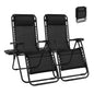 Zero Gravity Set of 2 Folding Lounge Chairs with Cup Holder Trays, Adjustable Pillow, Camping and Poolside Accessory, Outdoor Design, Beach Chair Foldable, Outdoor Lawn Chair
