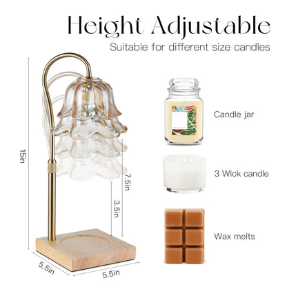 Candeldo Candle Warmer Lamp, Lily of the Valley Flower Lamp, Height Adjustable with Timer, 2 Bulbs Included, Flameless Fragrance Lamp for Home Bedroom Decor, Ideal Gift for Mom Birthday