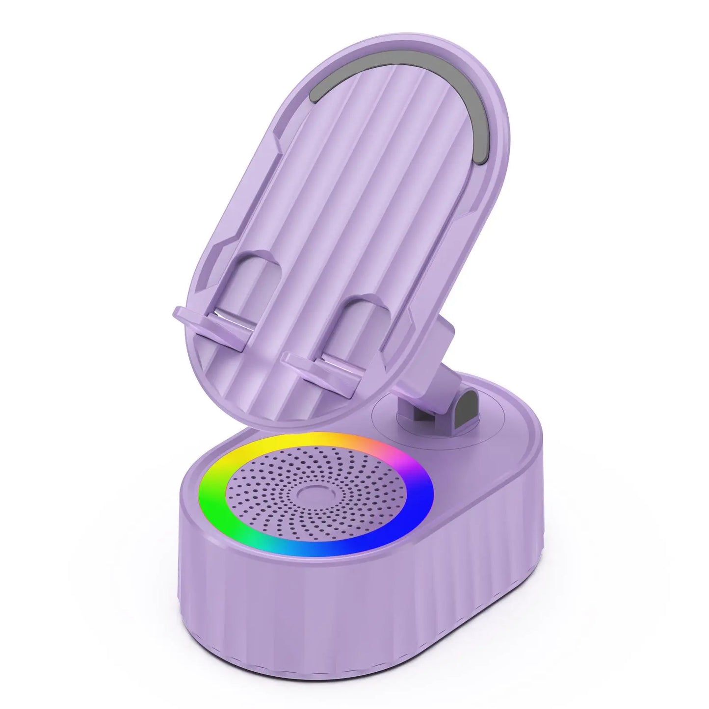 AKLLCCR Wireless Induction Audio Bluetooth Speaker 5In1 Cellphone Holder USB Emergency Rechargeable (5000Mah) Portable Power Mobile Tablet Stand with Colorful Ambient Light Gifts for Friend, Family