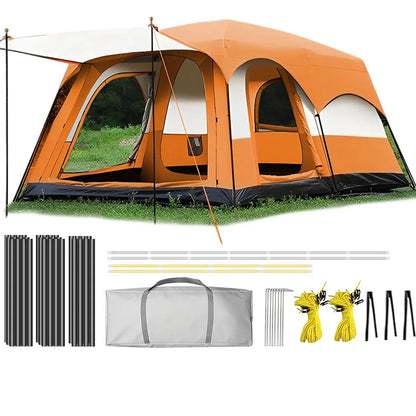 【Camping Essentials】2026 Extra Large 10-12 Person Family Tent Waterproof Instant Setup Oxford Polyester Lightweight Canopy with Mesh Windows & Double Doors - Camping Accessories for Outdoor Hiking Picnic Spacious Easy Pop up Glamping Gear Gifts