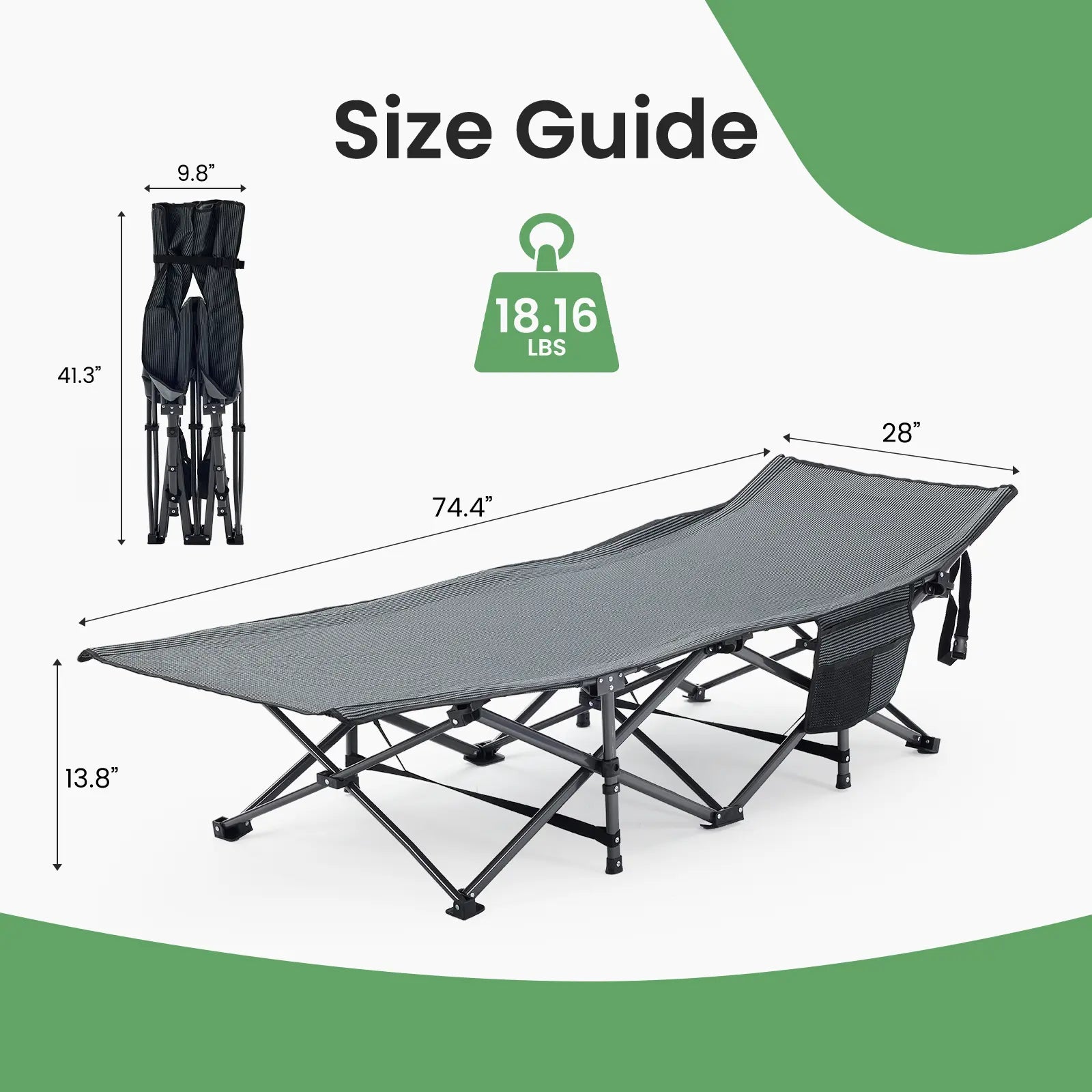 Camping Cot for Adults, 6 Angle Adjustable Folding Camping Bed with Mattress, Foldable Camping Bed for Camp, Office, Outdoor, Lightweight Camping Cot Supports 450 Lbs