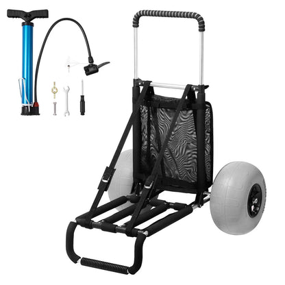 VEVOR Beach Dolly with Big Wheels for Sand, Summervibes,Summervibes, 29.9" X 15.4" Cargo Deck, W/ 12" BIG Wheels, 165LBS Loading Capacity Folding Sand Cart & 27" to 44.7" Adjustable Height, Heavy Duty Cart for Beach VEVOR Super Brand Day