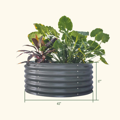 Vego Garden 17" Tall 42" Wide round Metal Raised Garden Bed Kit Heavy Duty Planter Pot for Small Veggie Patches Outdoor Planters