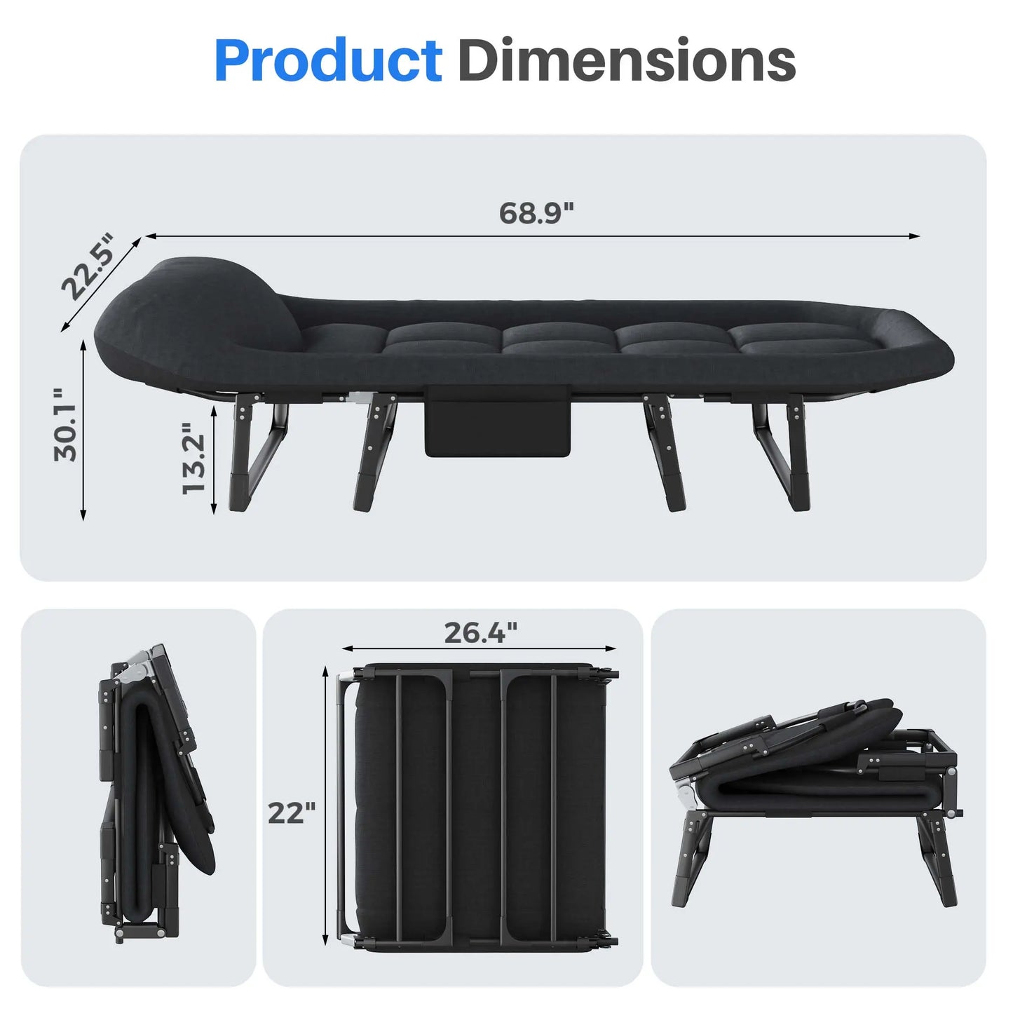 Camping Cot for Adults, 6 Angle Adjustable Folding Camping Bed with Mattress, Foldable Camping Bed for Camp, Office, Outdoor, Lightweight Camping Cot Supports 450 Lbs