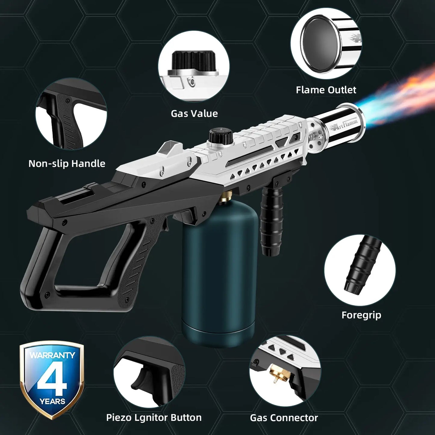ARTFLAMM Powerful Propane Torch Gun, Multi-Use Torch with Adjustable Flame, Blow Torch for Campfire, Fire Pit Starter, Fun Gift (Propane Tank Not Included)