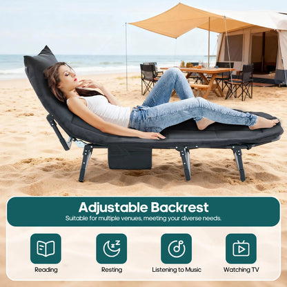 Camping Cot for Adults, 6 Angle Adjustable Folding Camping Bed with Mattress, Foldable Camping Bed for Camp, Office, Outdoor, Lightweight Camping Cot Supports 450 Lbs