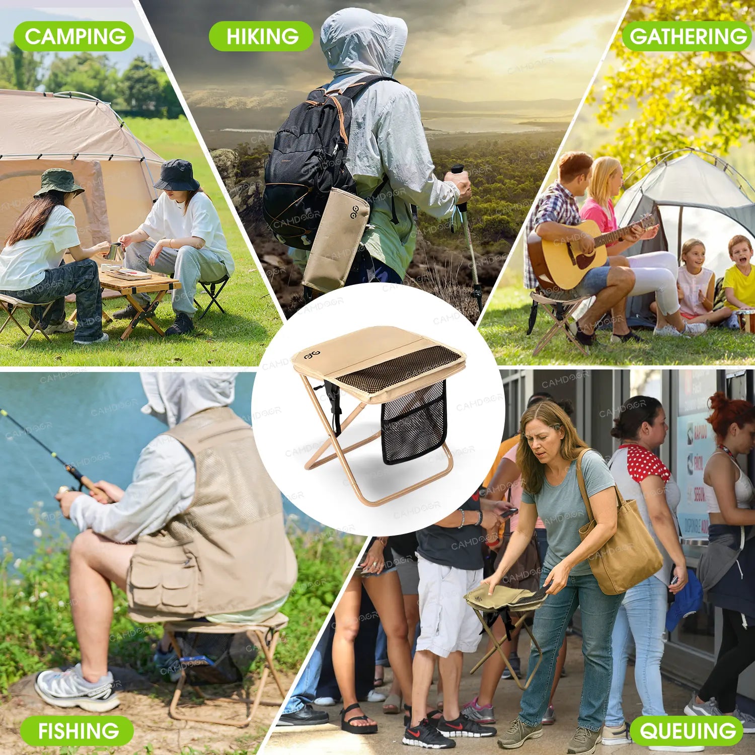 【Summervibes】Camdoor Camping Chairs, Folding Chair, 1.5 Lbs Ultra Light, Max Load Capacity 400Lbs, Portable Outdoor Folding Chair with Pocket, for Queuing, Fishing, Hiking Tours, Outdoor Activities Camping Accessories, Camping Supplies Tiktokshopsp