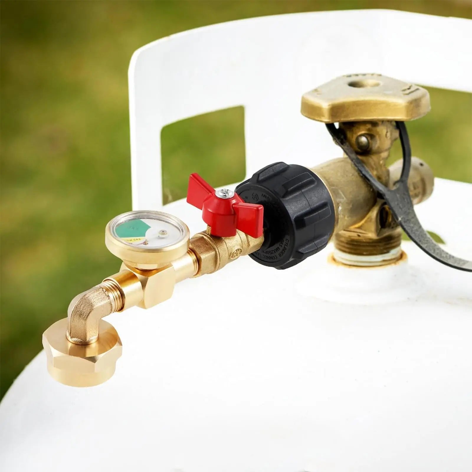 Propane Refill Adapter with Valve and Gauge, Gas Cylinder Filling Connector with Glow in the Dark Meter, Ball Valve Gas Tank Gas Connector, for Outdoor, Men Gifts, Tools & Hardware, Heavy Duty, Mini Gadgets