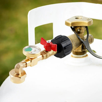 Propane Refill Adapter with Valve and Gauge, Gas Cylinder Filling Connector with Glow in the Dark Meter, Ball Valve Gas Tank Gas Connector, for Outdoor, Men Gifts, Tools & Hardware, Heavy Duty, Mini Gadgets