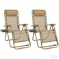 Zero Gravity Set of 2 Folding Lounge Chairs with Cup Holder Trays, Adjustable Pillow, Camping and Poolside Accessory, Outdoor Design, Beach Chair Foldable, Outdoor Lawn Chair