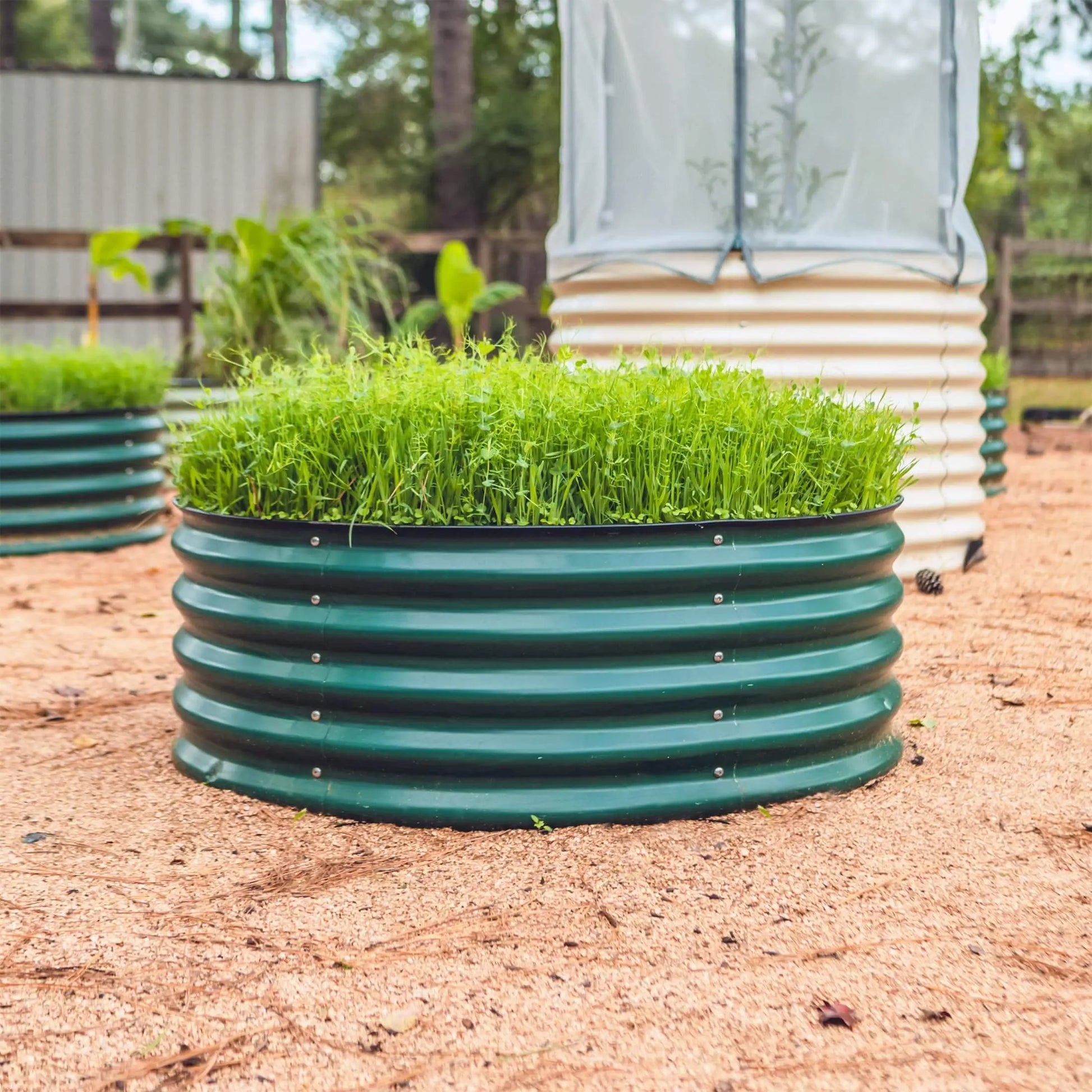 Vego Garden 17" Tall 42" Wide round Metal Raised Garden Bed Kit Heavy Duty Planter Pot for Small Veggie Patches Outdoor Planters