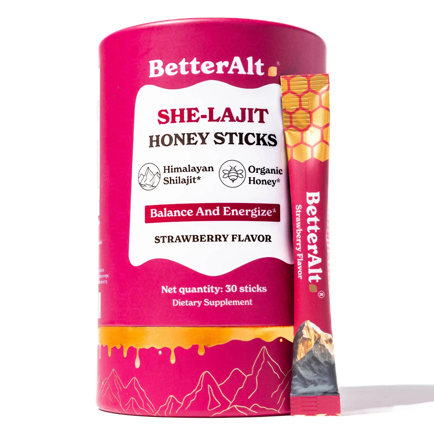 Betteralt GOLD+ Shilajit Honey Sticks | Lab-Tested for Purity | Shilajit, Honey & Saffron | 85 Minerals & 75% Fulvic Acid for Energy & Stamina | 30N
