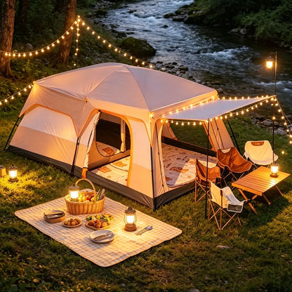 【Camping Essentials】2026 Extra Large 10-12 Person Family Tent Waterproof Instant Setup Oxford Polyester Lightweight Canopy with Mesh Windows & Double Doors - Camping Accessories for Outdoor Hiking Picnic Spacious Easy Pop up Glamping Gear Gifts