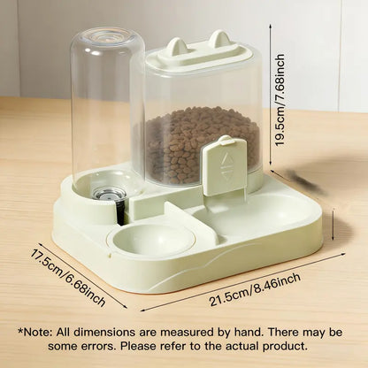 2-In-1 Automatic Cat Feeder and Water Dispenser, Gravity Pet Feeding Station, BPA Free, Dry Wet Separation, Auto Dog Water Bowl for Indoor Cats Dogs, Travel Friendly