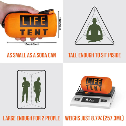 Portable Tent, Waterproof Rainproof Folding Tent with Whistle & Paracord for Outdoor Camping Hiking, Valentine'S Day Gift