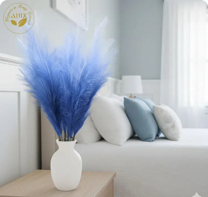 AHIX 8-Piece 38-In Tall Faux Silk Pampas Grass Stems, Durable No-Pruning Ornaments, Lifelike Artificial Plants for Boho-Chic Home Decor Vase Arrangements Centerpieces