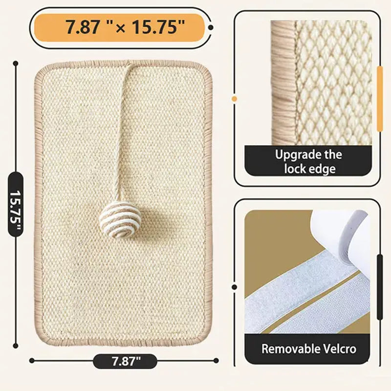 Wall Sisal Cat Scratcher Mat, Indoor Cat Scratching Pad for Furniture & Wall Protection, Durable Pet Scratcher for Cats Kittens
