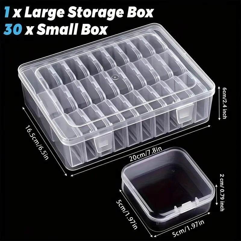 31Pcs Plastic Storage Box Set, Jewelry Organizer, Sturdy Storage Organizer, Jewelry Storage Unit, Bead Container, Rectangular Durable Material, Perfect for DIY Jewelry, Valentine'S Gift