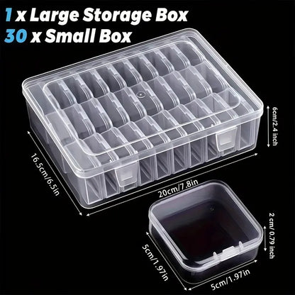 31Pcs Plastic Storage Box Set, Jewelry Organizer, Sturdy Storage Organizer, Jewelry Storage Unit, Bead Container, Rectangular Durable Material, Perfect for DIY Jewelry, Valentine'S Gift
