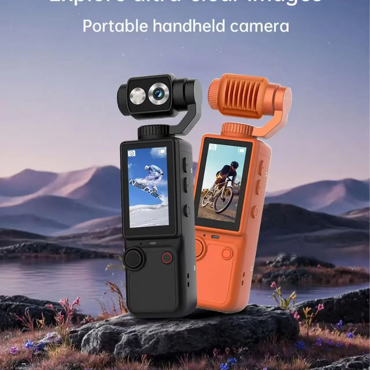 WIXUN-Q8 Handheld Sports Camera, Sports Action Camera, Outdoor Sports Camera, 180 ° Rotatable Lens, 5-Megapixel, 2000Mah Battery Capacity, 2.0-Inch Screen, Equipped with 32GB TF Card, Supports Photography/Recording
