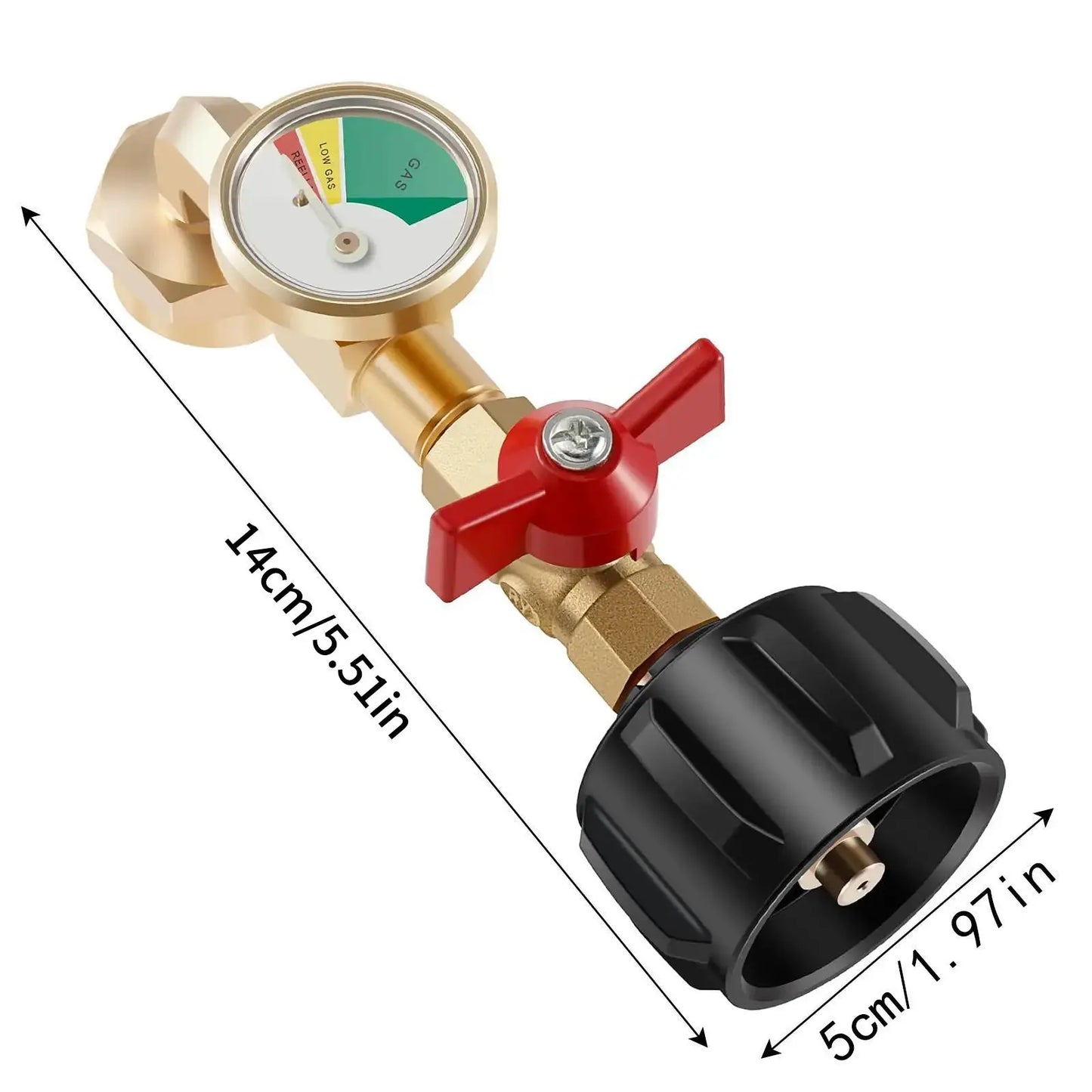 Propane Refill Adapter with Valve and Gauge, Gas Cylinder Filling Connector with Glow in the Dark Meter, Ball Valve Gas Tank Gas Connector, for Outdoor, Men Gifts, Tools & Hardware, Heavy Duty, Mini Gadgets