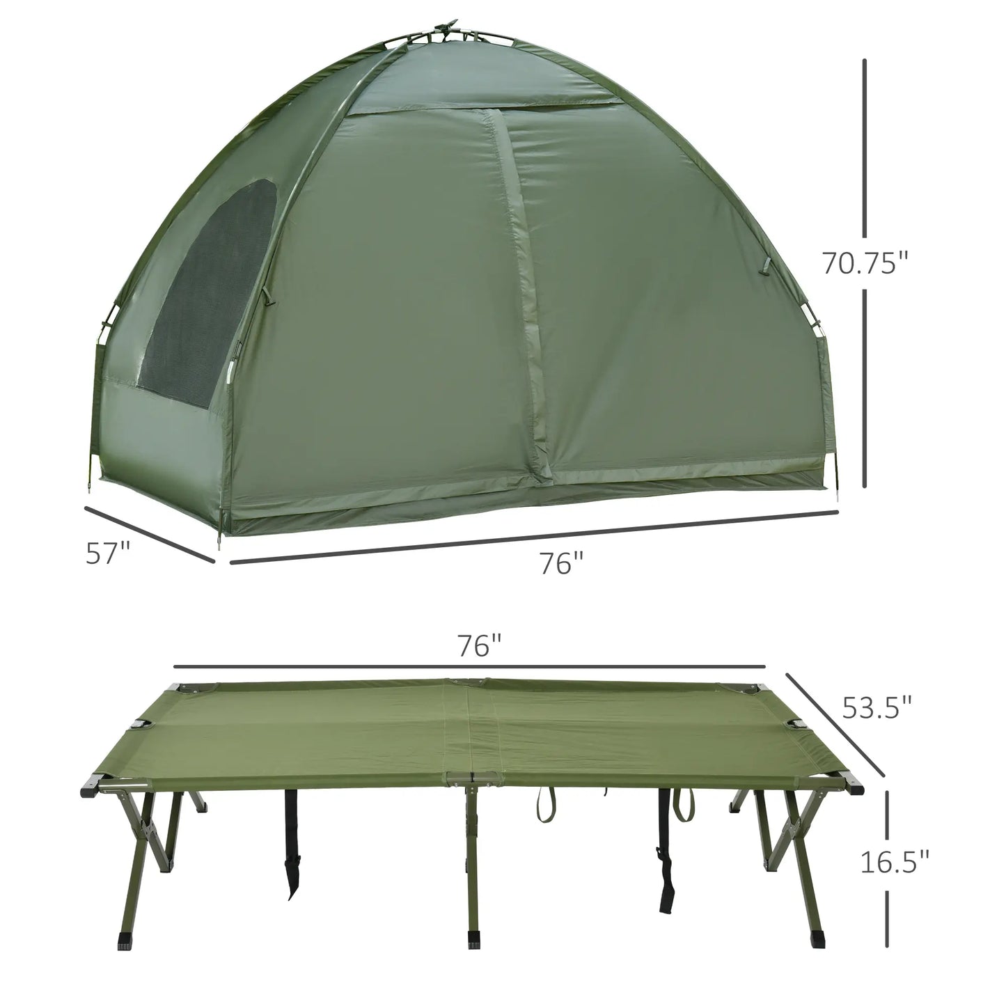 #Summervibes Outsunny 1/2 Person Foldable Camping Cot with Tent, Bedspread, Thick Air Mattress, 4-In-1 Elevated Camping Bed for Outdoor Hiking, Picnic, Travel